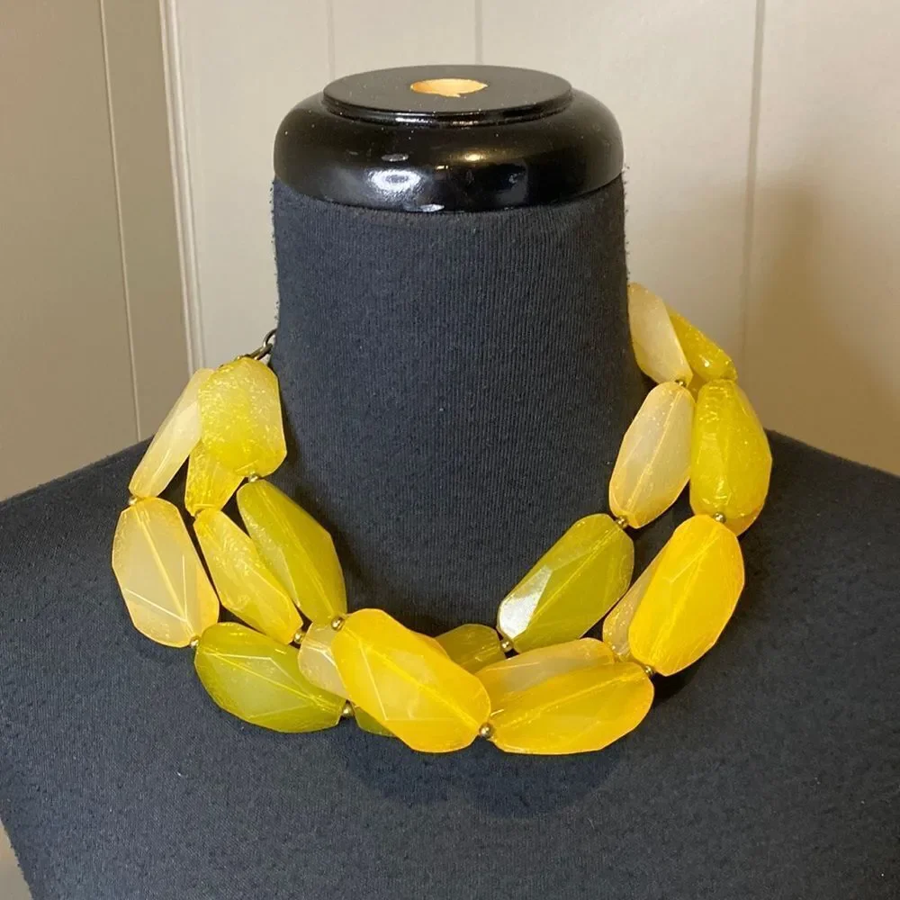 Faux Stone Layered Necklace Adjustable Length Clasp